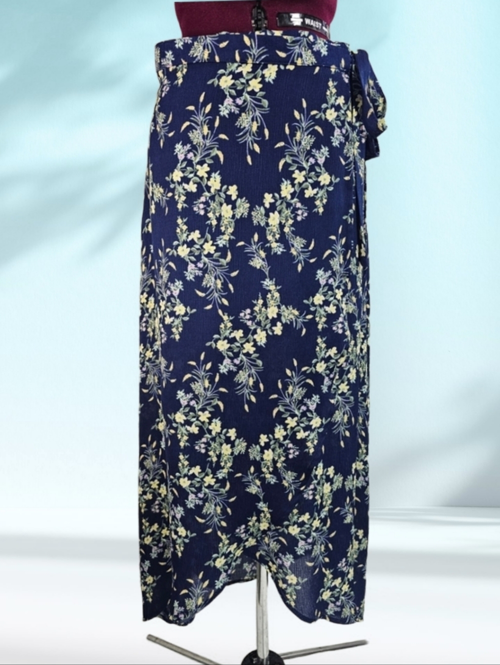 Rain Flowy Floral Wrap Side Tie Maxi Skirt
